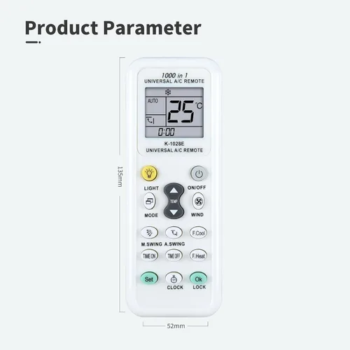 Miniatura 8 de K-1028E - Control remoto universal de repuesto de CA para aire acondicionado Haier/LG/Sharp/Gree/Midea/Hitachi/Panasonic/Bosch/Toshiba/Sanyo, 1000