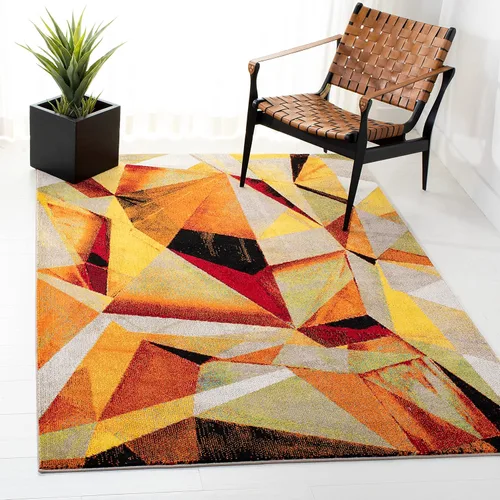Miniatura 15 de SAFAVIEH Porcello Collection - Alfombra decorativa de 2 pies 3 pulgadas x 4 pies, gris claro y naranja, diseño abstracto moderno, no desprende