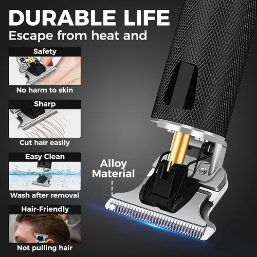 Miniatura 3 de candyfouse Cortadora de barba profesional para hombres, cortapelos con 4 peines límite, recargable inalámbrica con pantalla LCD, kit de aseo de Negro