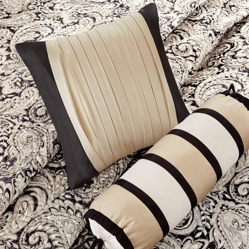 Miniatura 3 de Madison Park - Colcha tradicional con diseño de damasco para todas las estaciones, juego de ropa de cama ligero, colcha con fundas a juego, Negro