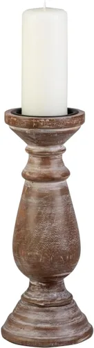 Miniatura 6 de Biedermann & Sons Portavelas de pilar de madera lavada, blanco, 6 pulgadas de alto, se adapta a velas de pilar de hasta 3 pulgadas, soporte de velas