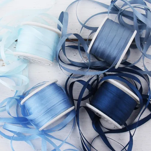 Miniatura 11 de Threadart Juego de cintas de seda - Tonos azules - Colección Five Spool - 100% seda pura - 55 yardas