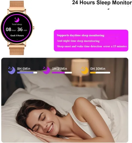 Miniatura 8 de Reloj inteligente para mujer, 1.32 pulgadas, reloj de seguimiento de actividad física de 0.303 in, diseño ultrafino, respuesta/hacer llamadas