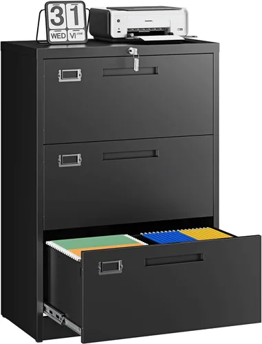 Miniatura 11 de Letaya Archivador de 2 cajones con cerradura, archivador lateral de metal para oficina en casa, tamaño carta/legal/A4