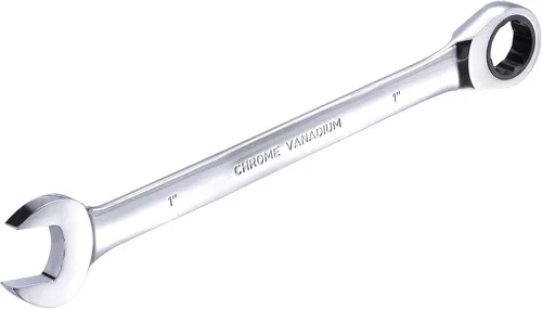 Miniatura 5 de uxcell Llave combinada de carraca de 1 pulgada SAE de 72 dientes y 12 puntos, llave de caja abierta de trinquete, herramientas Cr-V
