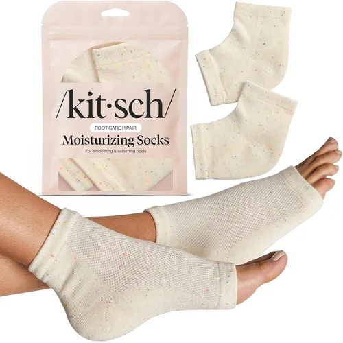 Kitsch - Calcetines hidratantes para tratamiento de talones agrietados – Calcetines de spa reutilizables para mujeres y hombres con forro de gel