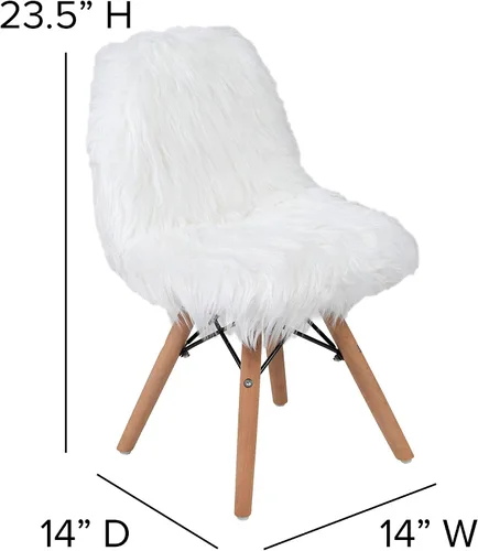 Miniatura 3 de Flash Furniture Silla de acento blanca para niños Shaggy Dog