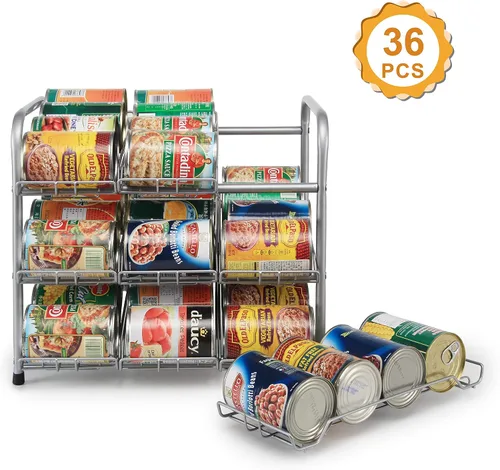 Miniatura 4 de Organizador de latas para despensa, dispensador de almacenamiento de latas para alimentos enlatados (3 niveles)