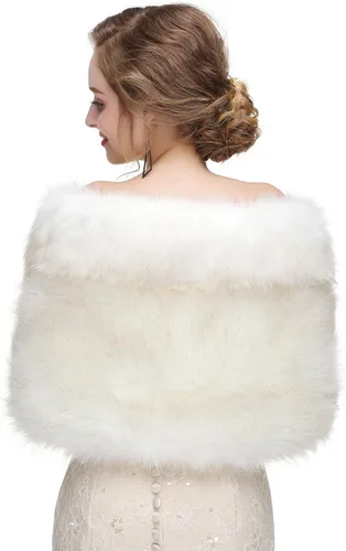 Miniatura 2 de Chal de piel sintética para mujer, para novia, boda, fiesta, lana artificial azul