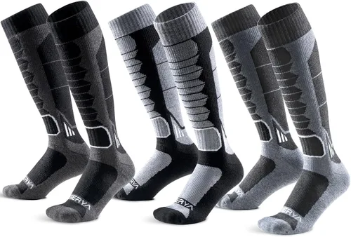 Miniatura 11 de Calcetines de lana de merino para esquí para hombres, mujeres y jóvenes - Calcetines térmicos de snowboard con amortiguación completa por encima