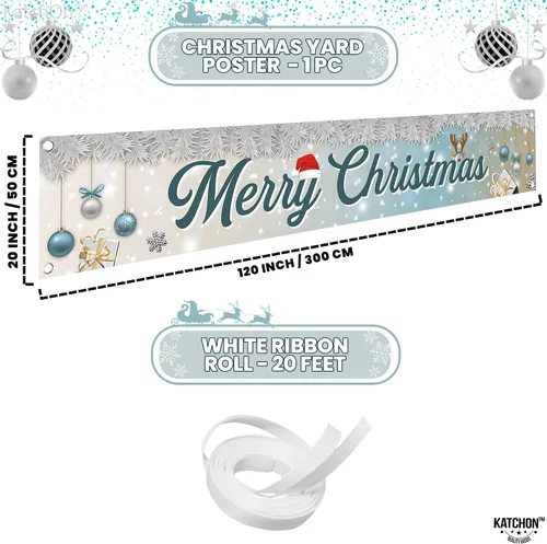 Miniatura 2 de KatchOn, Cartel de Feliz Navidad para patio, grande, 120 x 20 pulgadas, pancarta de Feliz Navidad al aire libre para decoraciones de Navidad