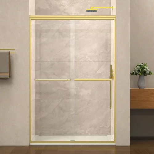 Miniatura 13 de ENSO SENKA 44-48" W x 72" H Puerta de ducha corrediza semi-sin marco, vidrio templado transparente tratado y fácil de limpiar, acabado negro mate