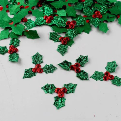 Miniatura 4 de EXCEART 100 piezas de bayas de acebo artificiales con hojas verdes de Navidad, ramas de baya de acebo, accesorios de decoración para bricolaje