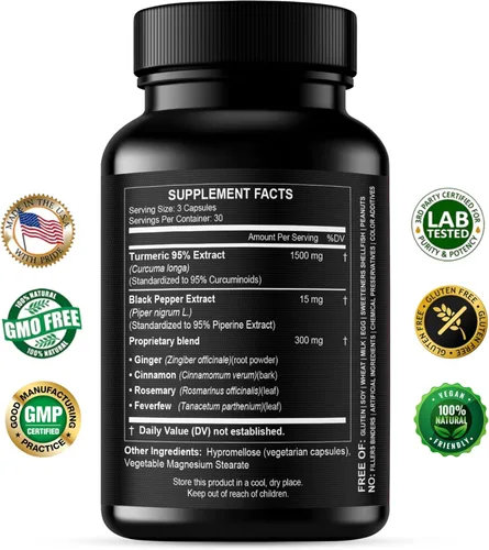 Miniatura 2 de Suplemento de curcumina de cúrcuma 19 veces más fuerte -1500 mg de cápsulas de extracto de curcuminoides al 95% - La forma más activa de curcumina