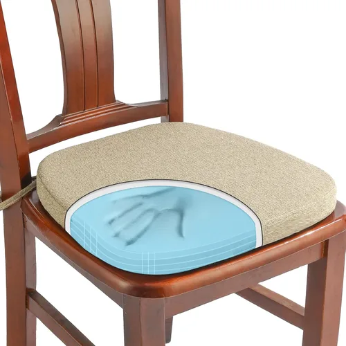 Miniatura 23 de SINOSSO Paquete de 4 cojines de espuma viscoelástica para sillas de comedor, tela tejida amigable de 16 pulgadas en forma de U, cómodas almohadillas