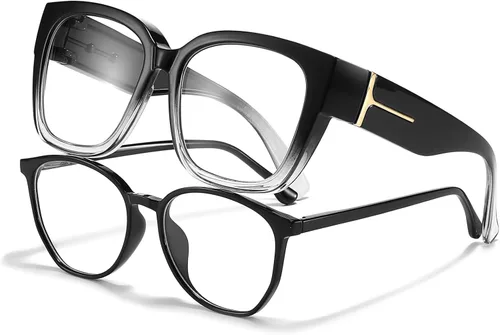 Miniatura 15 de LVIOE Lentes con filtro de luz azul para mujeres y hombres, anteojos de bloqueo de luz azul de gran tamaño para llevar sobre anteojos LB7511