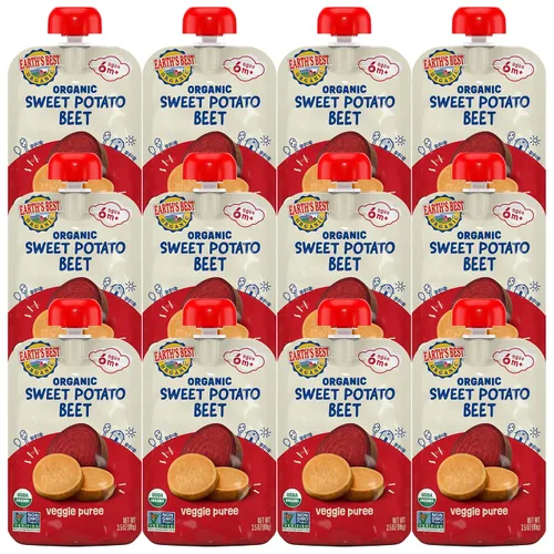 Miniatura 22 de Earth's Best Bolsas orgánicas de alimentos para bebés, puré de frutas y granos para bebés de 6 meses en adelante, puré de manzana orgánica