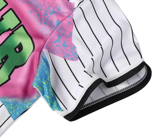 Miniatura 4 de Amzdest Ropa de los años 90 para mujer, disfraz unisex de hip hop para fiesta, camiseta de béisbol Bel Air, camisa de manga corta con botones