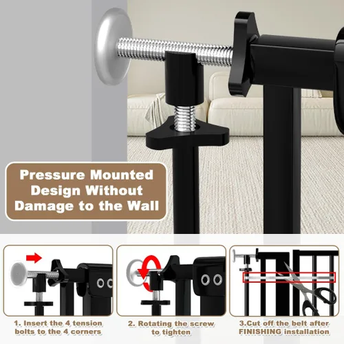 Miniatura 5 de Puerta para mascotas extra alta de 57" para gatos y perros-52.8"-57.4" Puerta para gatos extra ancha para marcos de puertas y escaleras-Espaciado