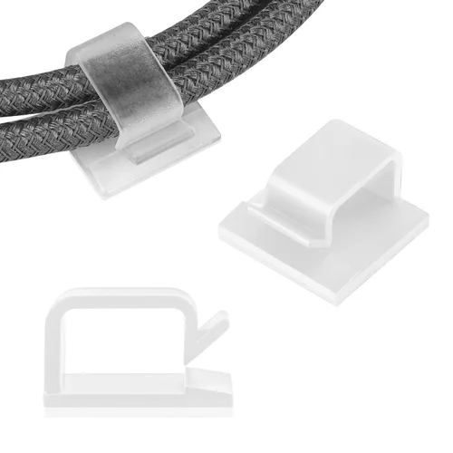 Miniatura 10 de 63 unidades de organizador de cables negros, clips adhesivos para cables, organizador de cables de 032 x 0.2 pulgadas, clips de cable para cables