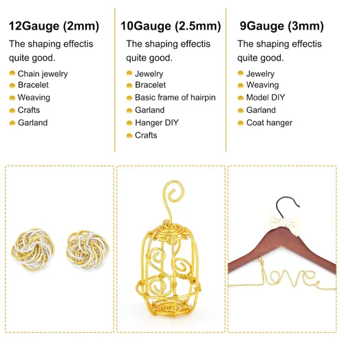 Miniatura 3 de BENECREAT -Alambre de aluminio para joyería de calibre 9, 55 pies, alambre metálico flexible para esculpir, ideal para manualidades de Halloween