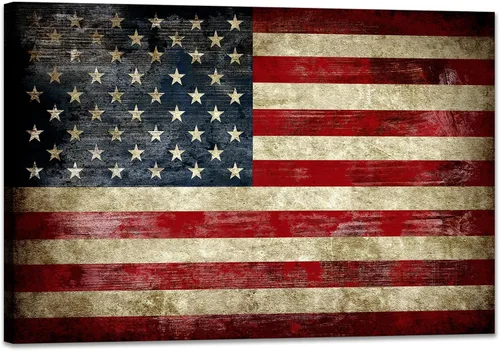 SKASNFAI Póster retro de la bandera de Estados Unidos, arte de pared para la oficina en casa, imagen positiva, Día de la Independencia, Día de los