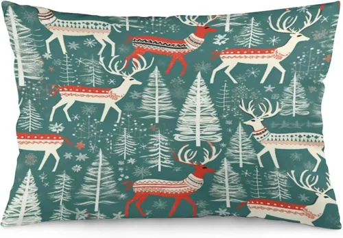 Miniatura 11 de Fundas de almohada refrescantes con diseño de reno burdeos, fundas de almohada lumbar para exteriores con cremallera invisible, funda de almohada