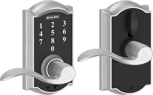 Miniatura 23 de Schlage - Cerradura táctil Camelot con picaporte Accent, cerradura de entrada electrónica sin llave (bronce envejecido, FE695 CAM 716 ACC)