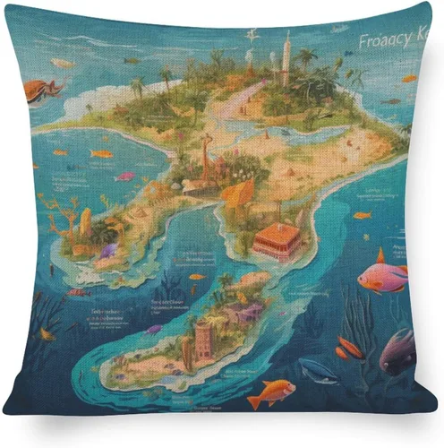 Miniatura 14 de Fundas de almohada Florida Keys - Funda de almohada con mapa colorido de isla de viajes y atracciones, mapa del estado de EE. UU., Fundas