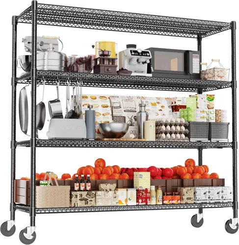 Miniatura 13 de GIOTORENT Estantería Metálica de Pie de 5 Niveles, Unidades de Estante de Alambre de Altura Ajustable, Rack de Exhibición para Lavandería Baño Gris