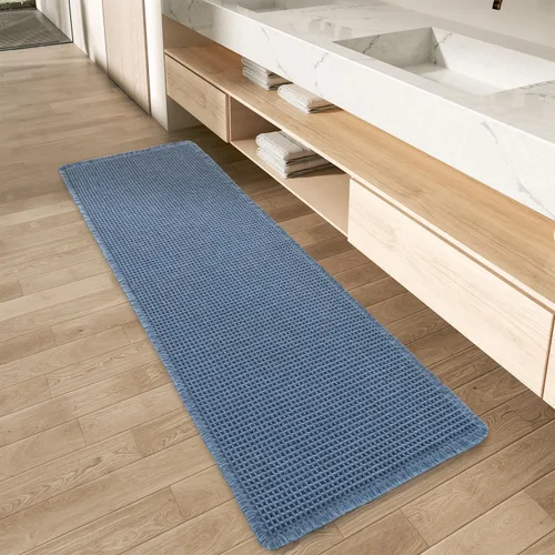 Miniatura 79 de AMOAMI Tapete de baño mejorado con diseño de gofre, súper absorbente, antideslizante, para suelo de baño, lavable a máquina, con borlas, tapetes