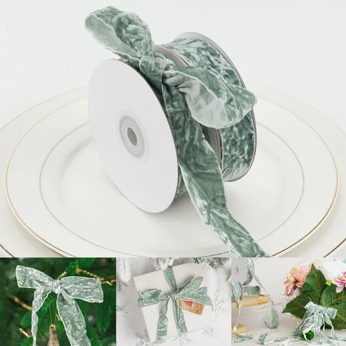 Miniatura 28 de HUIHUANG Cinta de Terciopelo Negro 3/8" Cinta de Terciopelo Arrugado para Adornos de Árbol de Navidad, Envoltura de Regalos, Decoración de Coronas