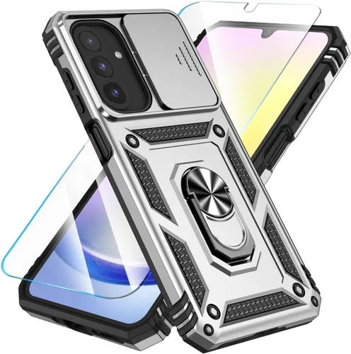 Miniatura 16 de SunStory Funda compatible con Samsung Galaxy A17 5G con protector de pantalla HD, cubierta de cámara deslizante y soporte de anillo giratorio, a