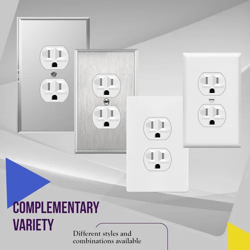 Miniatura 7 de ENERLITES Tomas de receptáculo dúplex, resistentes a manipulaciones, grado comercial, 15 A 125 V, autoconexión a tierra, 2 polos, 3 cables, 5-15R