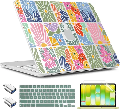 Miniatura 26 de TWOLSKOO Funda para MacBook Neo de 13 pulgadas 2026 A3404 A18 Pro Chip, carcasa rígida de plástico con adaptador tipo C, 2 fundas para cámara web