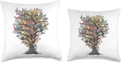 Miniatura 3 de Vogelliebhaber & Vogel Beobachter Store Tree Bird Observation Throw Pillow, 16x16, Multicolor