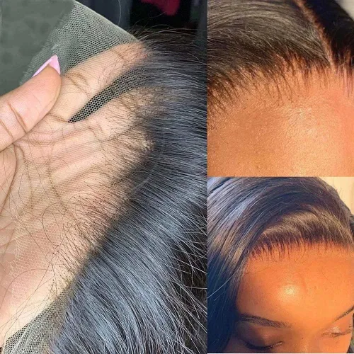 Miniatura 6 de #1B/4/27 - Pelucas de cabello humano corto ondulado en capas con reflejos degradados 13x4 HD transparente con encaje frontal, pelucas de cabello