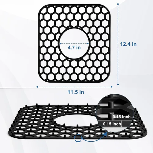 Miniatura 3 de Bestjing Paquete de 2 protectores de silicona para fregadero de cocina, accesorio de rejilla de cocina de 12 x 11 pulgadas, tapete antideslizante