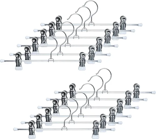 Miniatura 18 de Mawa by Reston Lloyd - Percha de ropa para pantalones y faldas con dos clips antideslizantes, estilo K/30D, 12 pulgadas, juego de 12, negro