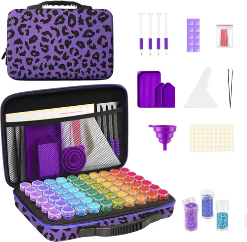 Miniatura 19 de ZORETCO Contenedores de almacenamiento de pintura de diamantes, 60 ranuras, kits de pintura de diamantes, accesorios y herramientas de pintura