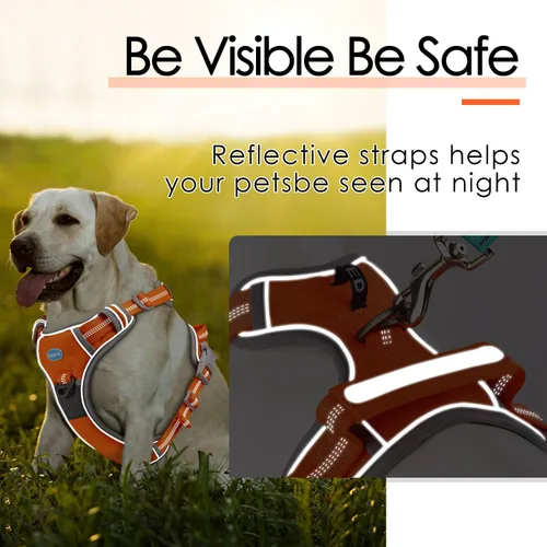 Miniatura 8 de ThinkPet Arnés deportivo transpirable, antitirones para perro, con asa, arnés reflectante y ajustable para perros medianos o grandes, clip trasero
