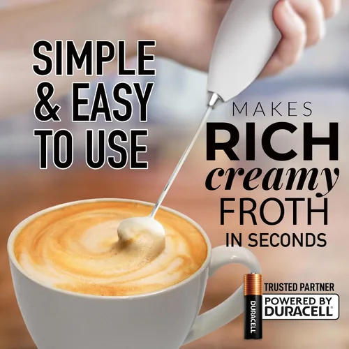 Miniatura 17 de Zulay Kitchen FrothMate Potente espumador de leche portátil y compacto para hacer espuma de mano, lattes, capuchinos Plateado transparente