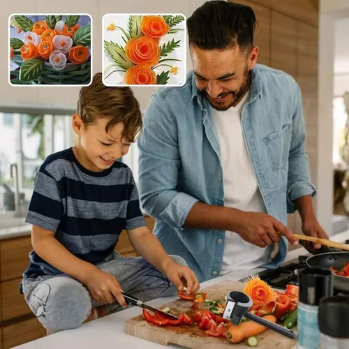 Miniatura 6 de Rodillo de flores de embudo en espiral, pelador de zanahoria, rizador de zanahoria de grado alimenticio, rodillo de flores de verduras fácil
