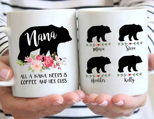 Miniatura 7 de Taza personalizada con oso para mamá, regalo personalizado para Día de la Madre o cumpleaños, de parte de hija o hijo, incluye hasta 9 nombres, taza