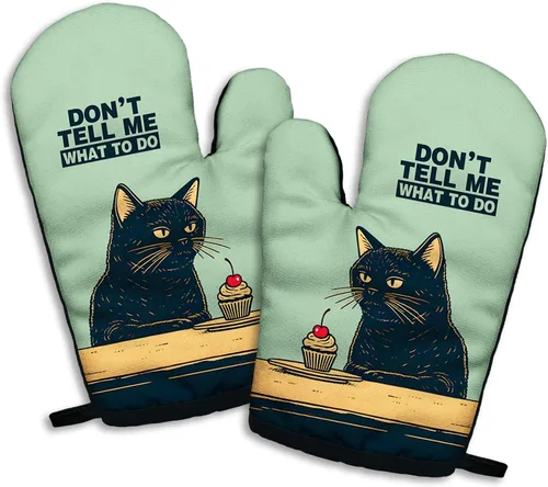 Miniatura 12 de I am Fine - Juego de 2 guantes de horno antideslizantes de silicona divertidos, guantes de cocina retro, regalo de cocina para mujeres, regalos