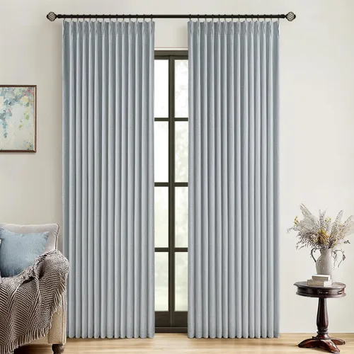 Miniatura 20 de MIULEE - Cortinas de lino beige con pliegues a presión 100% opacas para dormitorio, cortinas de ventana con memoria y bloqueo de luz para oscurecer