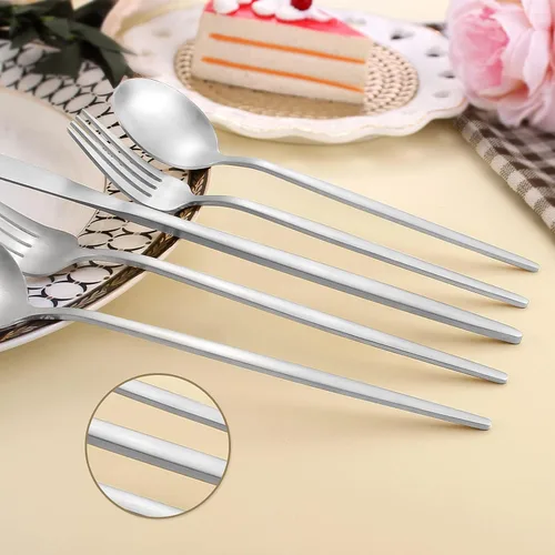 Miniatura 3 de Juego de cubiertos de 40 piezas, acero inoxidable para 4, juego de utensilios de cocina incluye cucharas y tenedores, juego de vajilla duradero