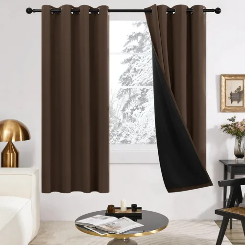 Miniatura 36 de Deconovo Cortinas 100% opacas, cortinas de ventana con aislamiento térmico, paneles reductores de ruido, cortinas de forro negro, con ojales