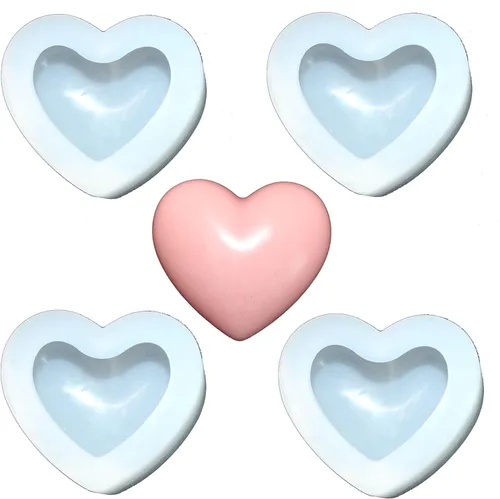 Molde transparente de silicona en forma de corazón 3D para San Valentín, arte de resina epoxi, fabricación de velas y jabón, producto de Paquete de