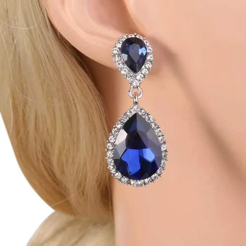Miniatura 4 de EVER FAITH Aretes colgantes de cristal austriaco para mujer, Cristal